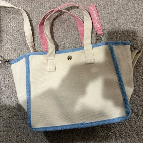 Sanrio Cinnamoroll 2way Purse Bag Handbag White Canvas Adjustable Japan Kitty - Picture 4 of 5